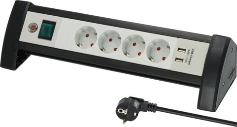 مشترك كمبيوتر كهرباء المانى 4 فتحة + 2 usb  مكتب  1.8 متر  Brennenstuhl - 1156250534