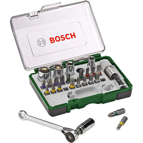 طقم سنون المفكات و اللقم 27 ق + ادابتر  بوش 2607017160  -    Screwdriving  SET Pcs 27