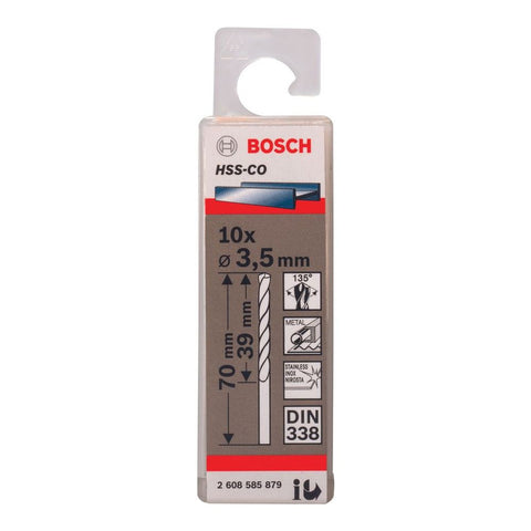 علبة بنط كوبلت للتخريم فى الأستانلس 10 قطع قطر 3.5 مم 2608585879 bosch