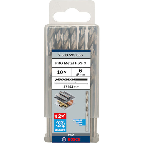 علبة بنط حدادى ( 10 قطع نفس  المقاس ) قطر 6 مم  2608595066   BOSCH