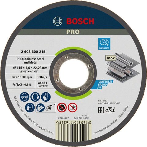 حجر قطعية ستانلس ستيل بوش سلوفينيا  2608600215 - مقاس 4.5 بوصة 1.6 مم BOSCH