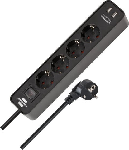 مشترك كمبيوتر كهرباء 4 فتحة + 2 usb  و 1.5 متر  Brennenstuhl - 1153240006