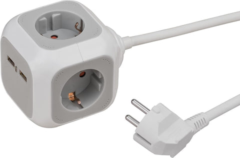 مشترك كمبيوتر كهرباء USB  مكعب BRENNENSTUHL بلاستيك 4 فتحة و 2 فتحة - 1.4متر *1.5 مم CN